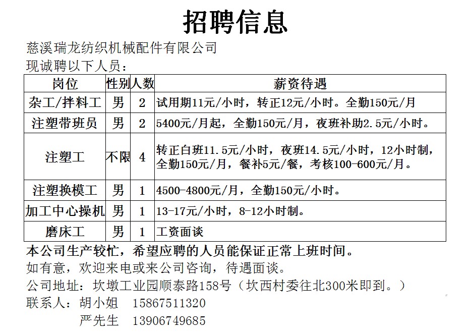 嘉善地区一休一工作制最新招聘信息概览