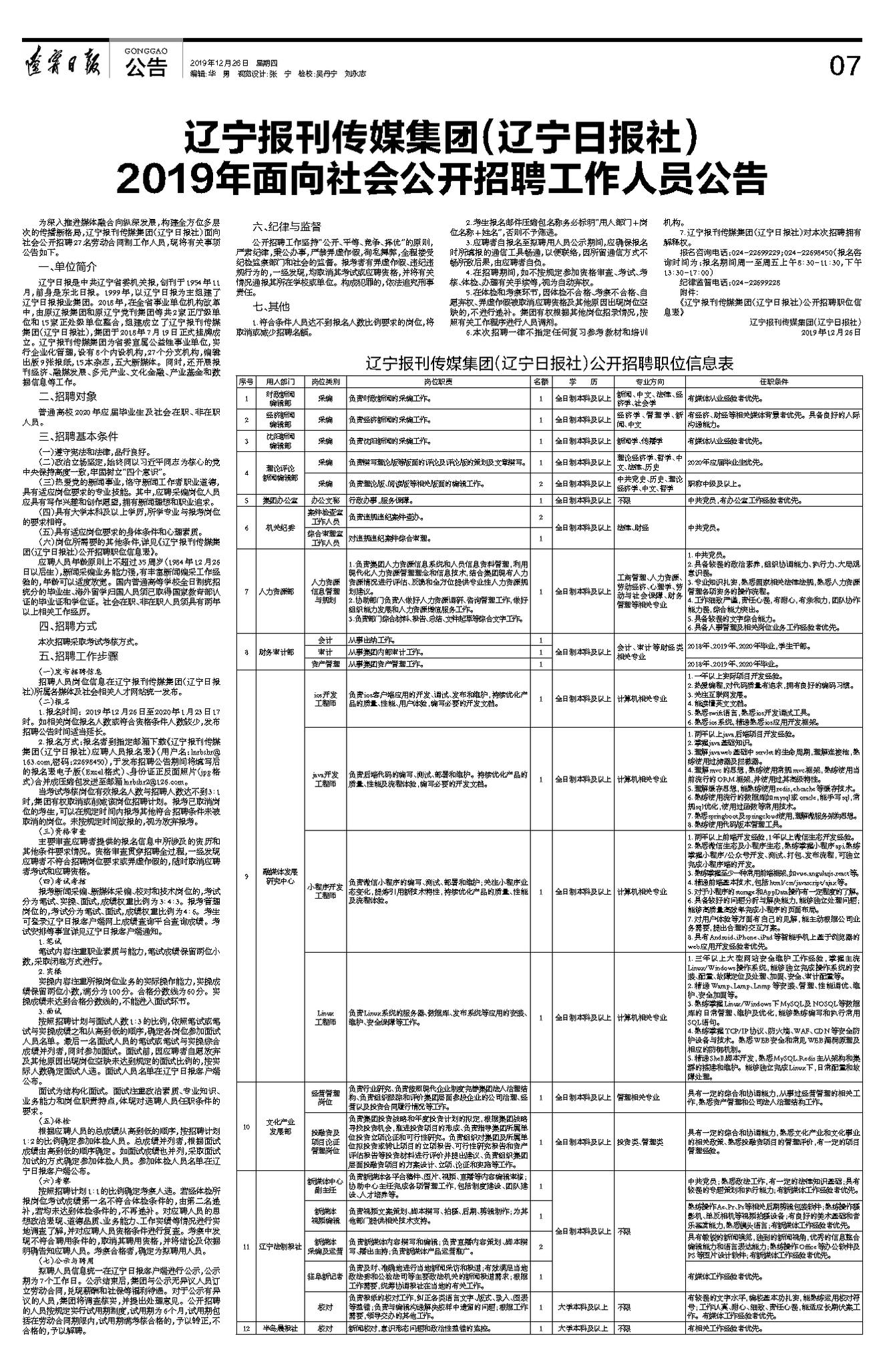 长春市南宁日报社最新招聘启事概览